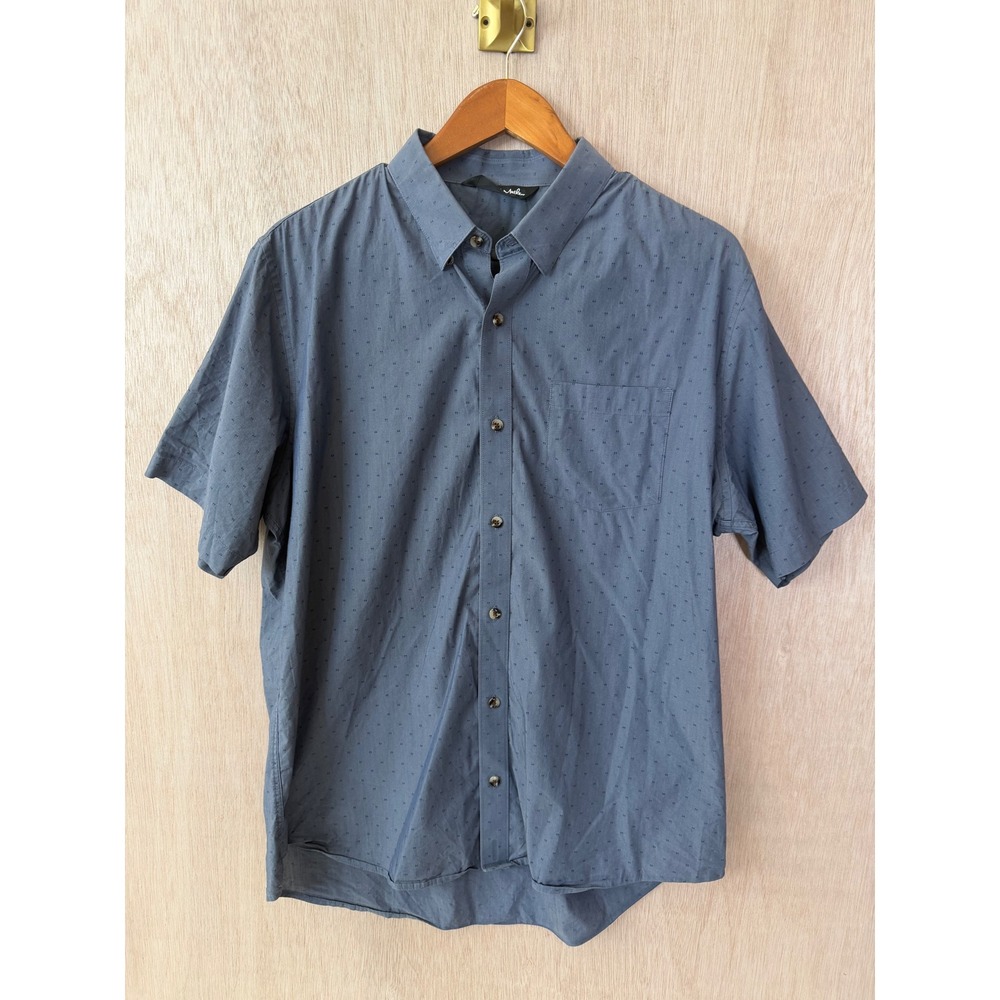 Travis Mathew Mens Large Blue Micro Pattern Short Sleeve Button Down Shirt